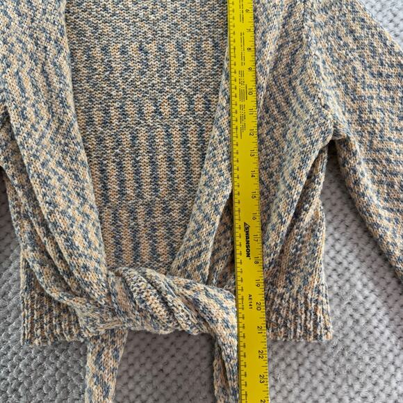 Soft Surroundings Sweater Womens L Beige Blue Knit V-Neck Wrap Cardigan LS - Picture 13 of 14